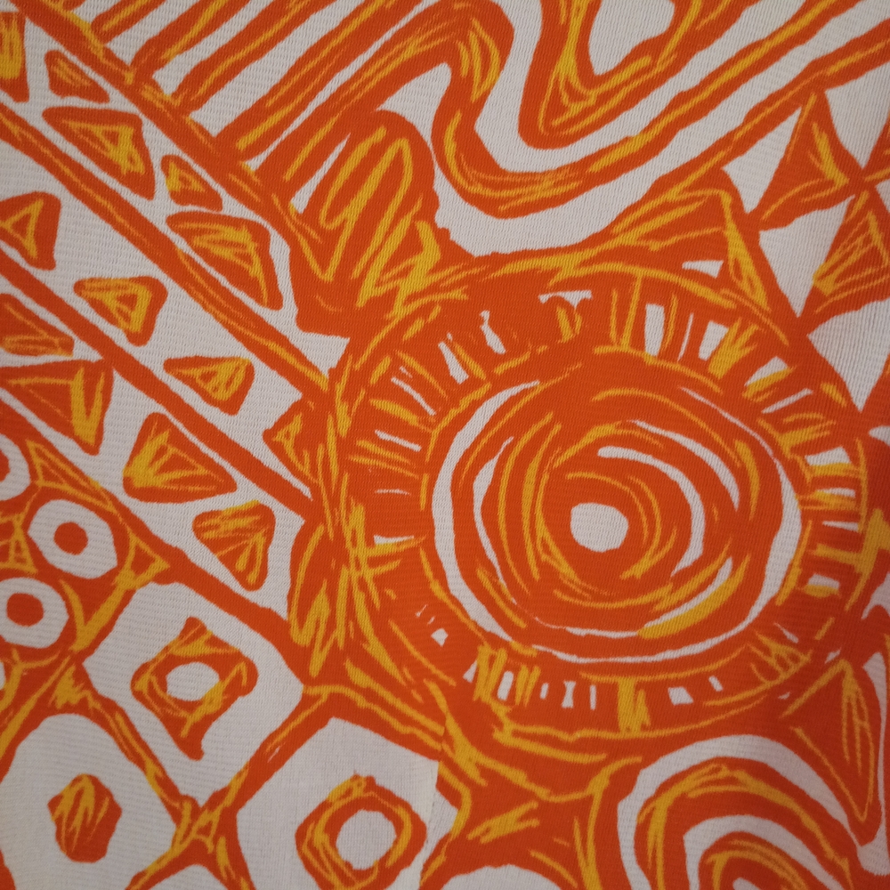 Vibrant Orange Geometric Pattern Blouse - image 3